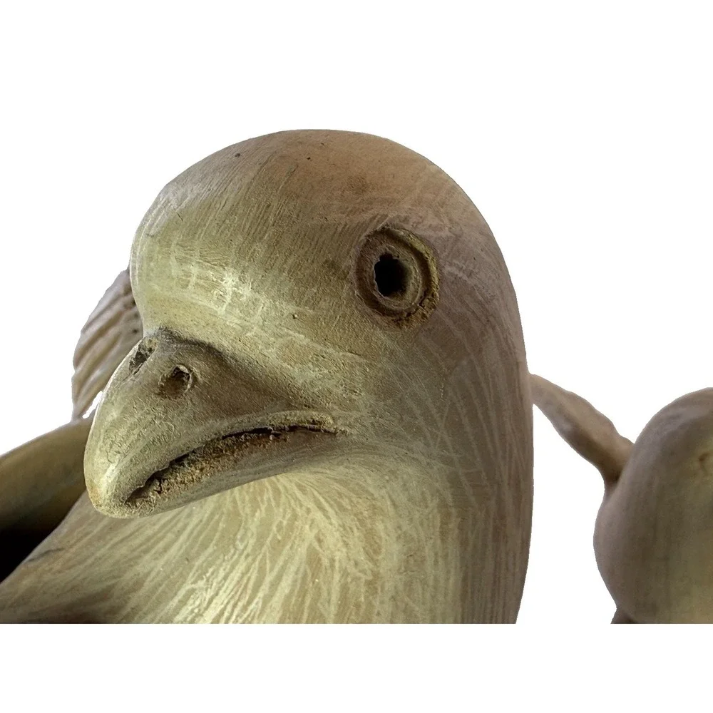 Vintage Mexican Pottery Dove Bird Family Planter Set of 4 Folk Art Clay Decor
